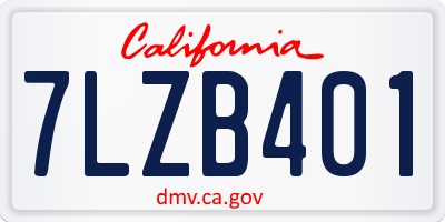 CA license plate 7LZB401