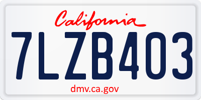 CA license plate 7LZB403
