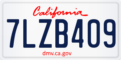 CA license plate 7LZB409