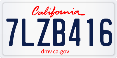 CA license plate 7LZB416