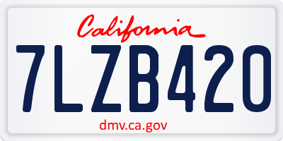 CA license plate 7LZB420