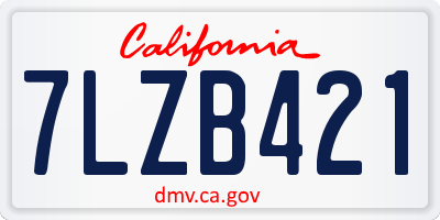 CA license plate 7LZB421