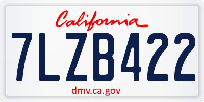 CA license plate 7LZB422