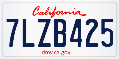 CA license plate 7LZB425