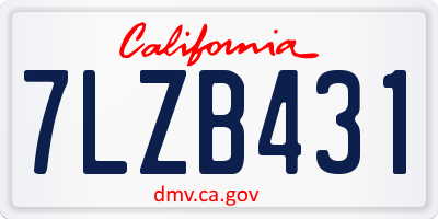CA license plate 7LZB431