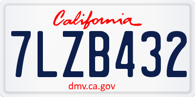 CA license plate 7LZB432