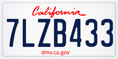CA license plate 7LZB433