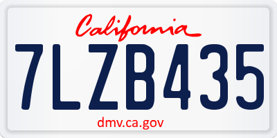 CA license plate 7LZB435
