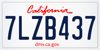 CA license plate 7LZB437