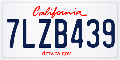 CA license plate 7LZB439