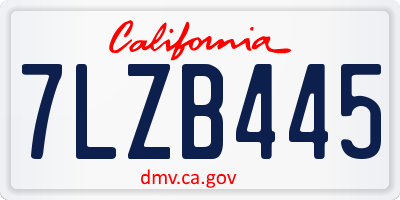 CA license plate 7LZB445