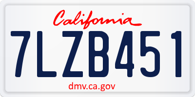CA license plate 7LZB451
