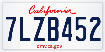 CA license plate 7LZB452