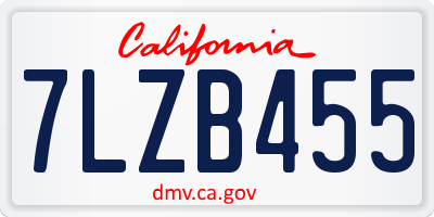 CA license plate 7LZB455