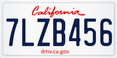 CA license plate 7LZB456
