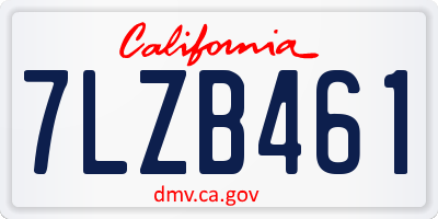 CA license plate 7LZB461