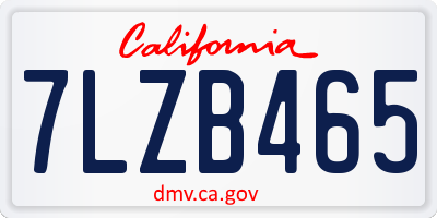 CA license plate 7LZB465