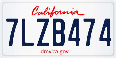 CA license plate 7LZB474