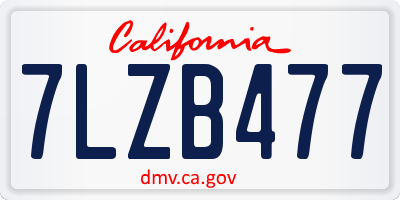 CA license plate 7LZB477