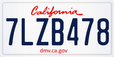 CA license plate 7LZB478