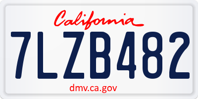 CA license plate 7LZB482