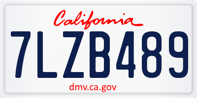 CA license plate 7LZB489