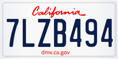 CA license plate 7LZB494