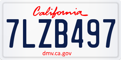CA license plate 7LZB497