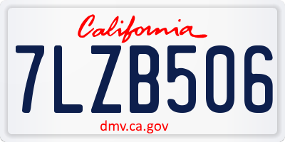CA license plate 7LZB506