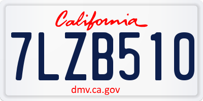 CA license plate 7LZB510