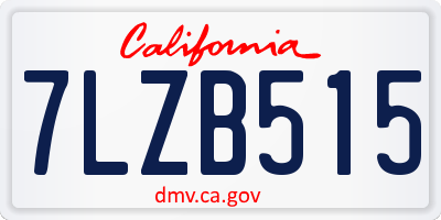 CA license plate 7LZB515