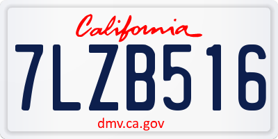 CA license plate 7LZB516