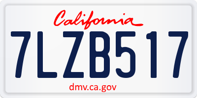 CA license plate 7LZB517