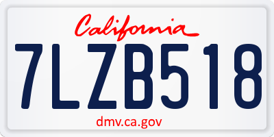 CA license plate 7LZB518