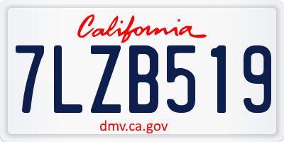 CA license plate 7LZB519