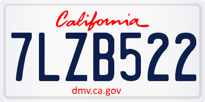 CA license plate 7LZB522