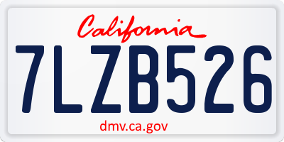 CA license plate 7LZB526