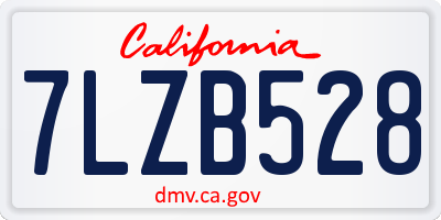 CA license plate 7LZB528