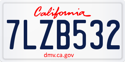 CA license plate 7LZB532