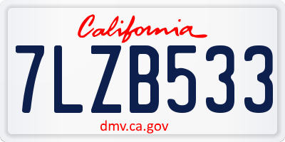 CA license plate 7LZB533