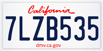 CA license plate 7LZB535