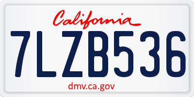 CA license plate 7LZB536