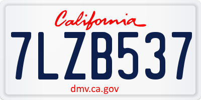 CA license plate 7LZB537