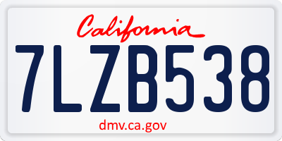 CA license plate 7LZB538
