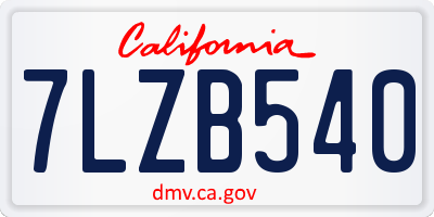CA license plate 7LZB540