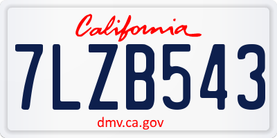 CA license plate 7LZB543
