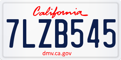 CA license plate 7LZB545
