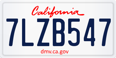 CA license plate 7LZB547