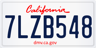 CA license plate 7LZB548