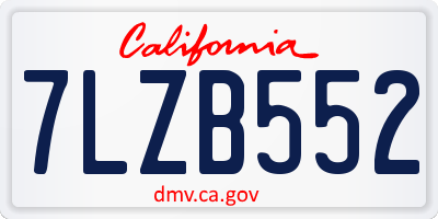 CA license plate 7LZB552